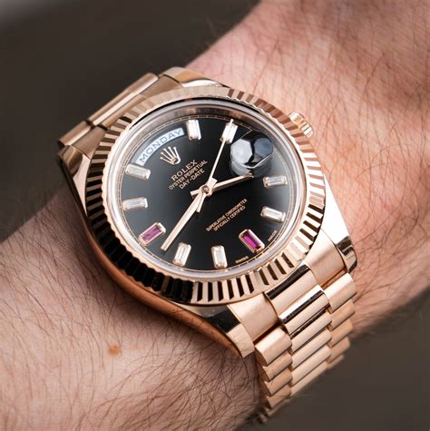 rose gold black dial rolex|rolex day date watches.